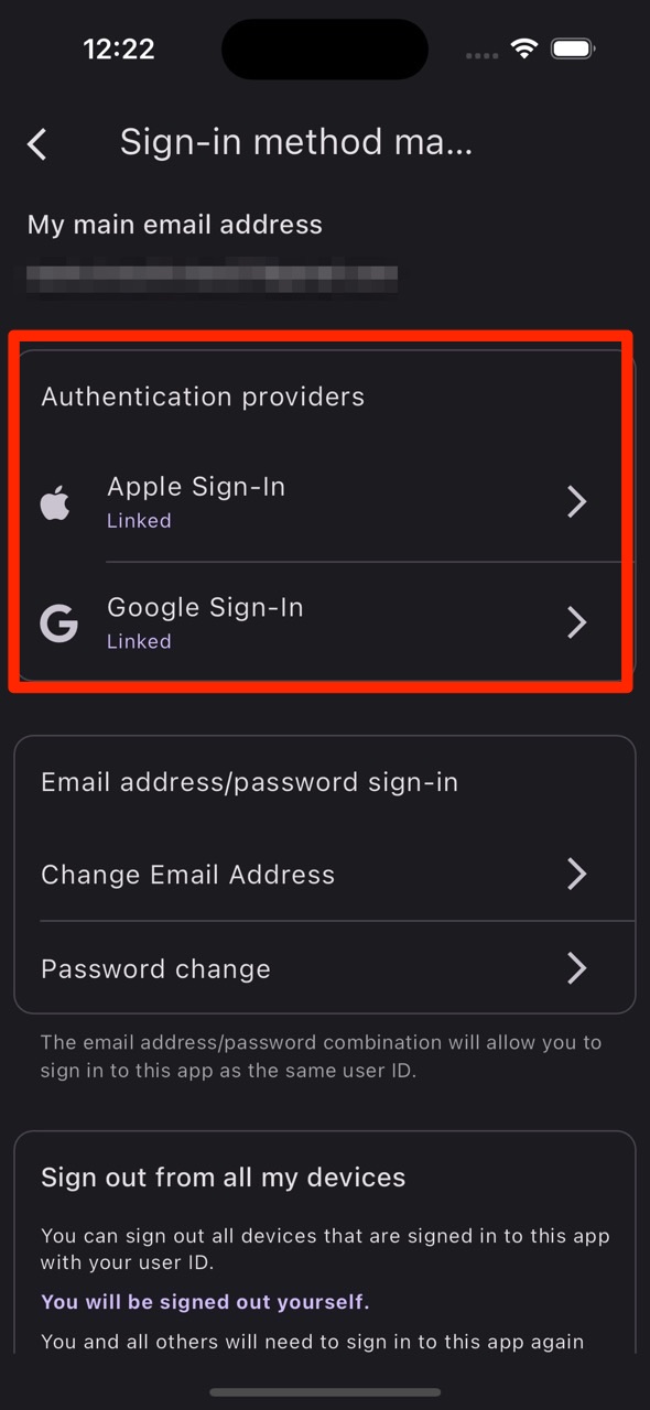 Authentication providers settings